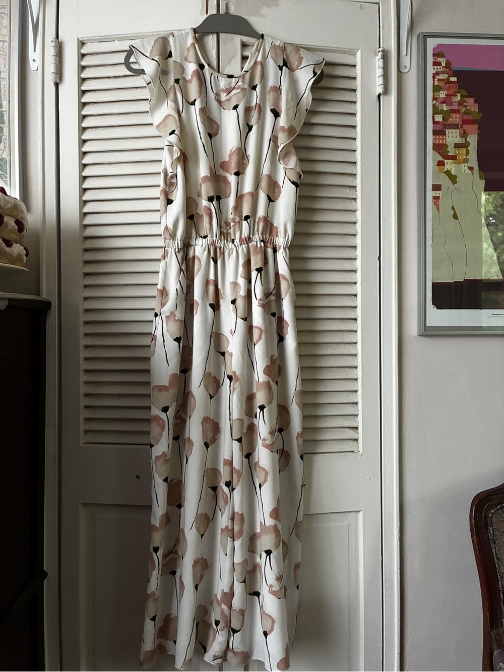 Wilfred Floral Sleeveless Romper with Ruffle Shoulders